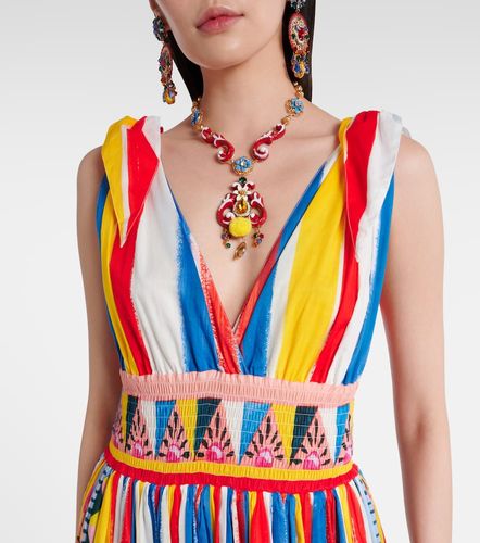 Robe longue en coton à rayures - Dolce&Gabbana - Modalova