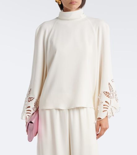 Blouse en soie mélangée à broderies - Oscar de la Renta - Modalova