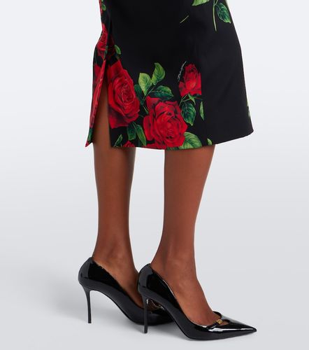 Jupe crayon en soie mélangée à fleurs - Dolce&Gabbana - Modalova