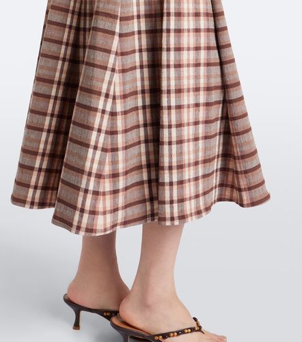 Robe midi Wells en lin mélangé à carreaux - Staud - Modalova