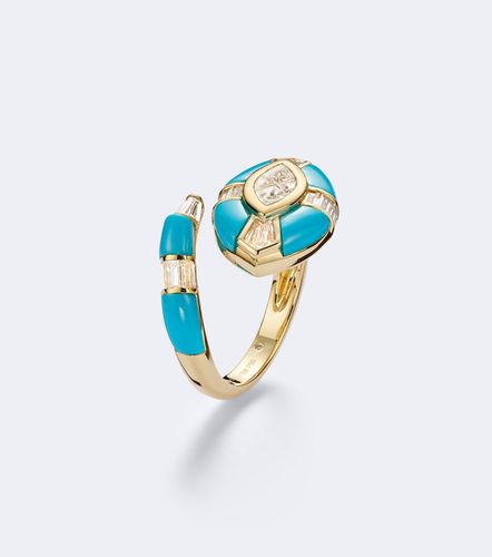 Bague Riviera en or 18 ct, diamants et turquoise - Shay Jewelry - Modalova