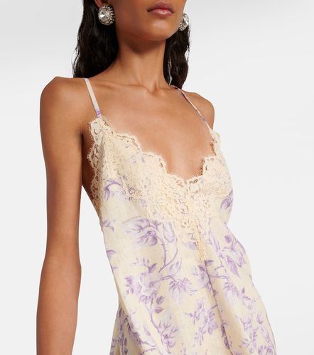 Robe nuisette Halliday en lin à imprimé floral et dentelle - Zimmermann - Modalova