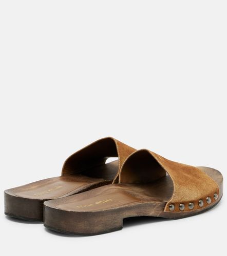 Miu Miu Mules en daim à logo - Miu Miu - Modalova