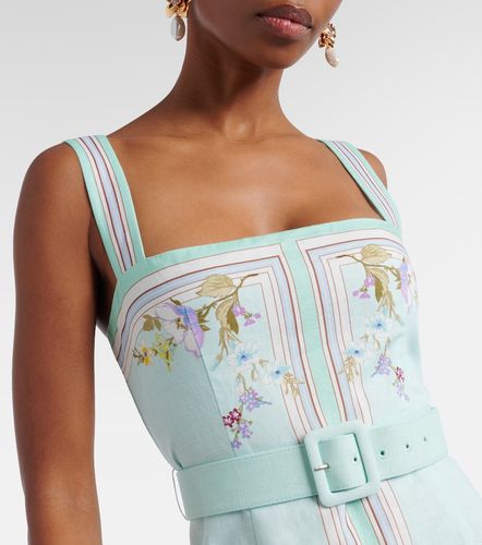 Robe longue en lin et coton à fleurs - Self-Portrait - Modalova