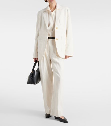 Pantalon ample taille haute en soie et coton - Toteme - Modalova