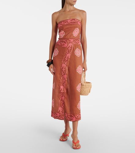 Robe midi brodée en lin - Johanna Ortiz - Modalova