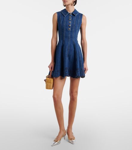 Robe en jean à broderies anglaises - Self-Portrait - Modalova