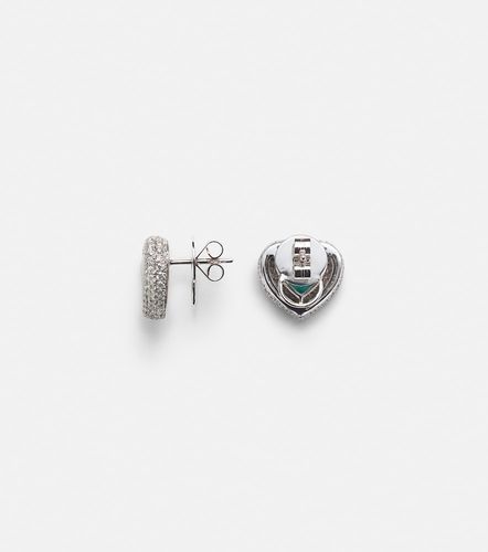 Boucles d'oreilles Heart en or blanc 18 ct, diamants et émeraudes - Kamyen - Modalova