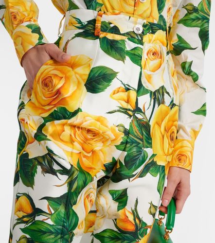 Pantalon droit taille haute en soie mélangée à imprimé floral - Dolce&Gabbana - Modalova