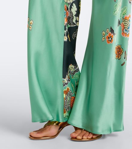 Pantalon évasé en soie à imprimé floral - Roberto Cavalli - Modalova