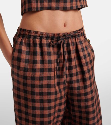 Pantalon ample en lin à carreaux - Asceno - Modalova