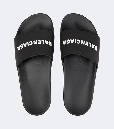 Mules Pool en caoutchouc à logo - Balenciaga - Modalova