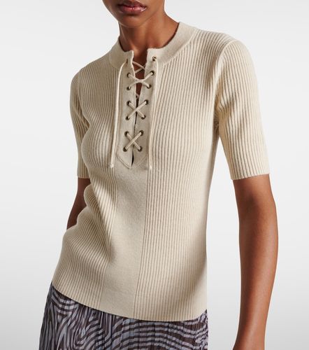 Top côtelé en laine mélangée à lacets - Dries Van Noten - Modalova