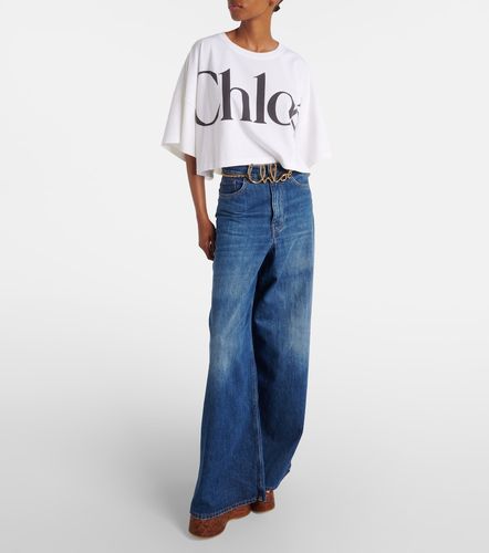 Chloé T-shirt court en coton à logo - Chloe - Modalova