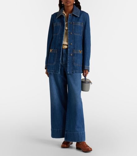 Valentino Jean ample bordé de cuir - Valentino - Modalova