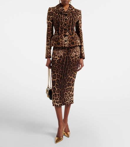 Jupe crayon en laine à motif léopard - Dolce&Gabbana - Modalova