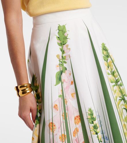 Jupe midi en coton mélangé à fleurs - Oscar de la Renta - Modalova