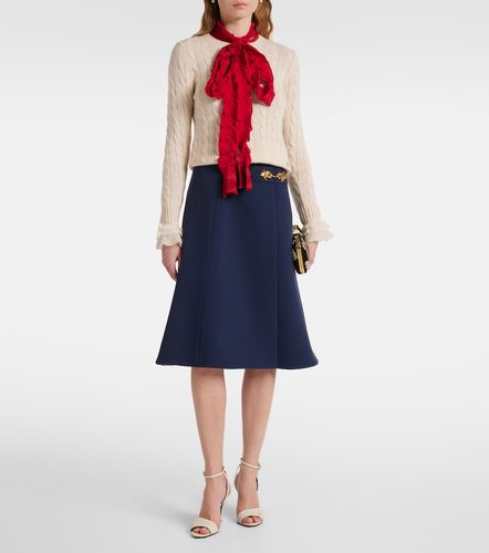 Jupe midi en crêpe de laine vierge - Valentino - Modalova