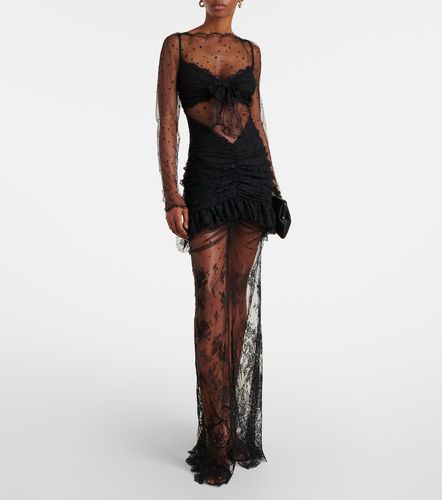 Robe longue en coton mélangé à dentelle - Alessandra Rich - Modalova