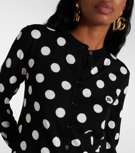 Cardigan en laine et soie à pois - Dolce&Gabbana - Modalova