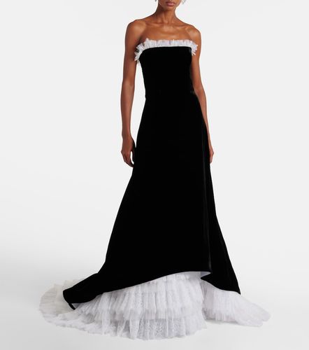 Robe longue Laurette en velours et dentelle - Costarellos - Modalova