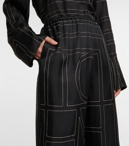 Pantalon ample en soie à logo - Toteme - Modalova