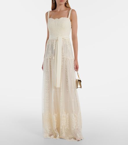 Robe longue brodée en tulle - Elie Saab - Modalova