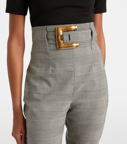 Pantalon ajusté à carreaux en laine mélangée - Balmain - Modalova