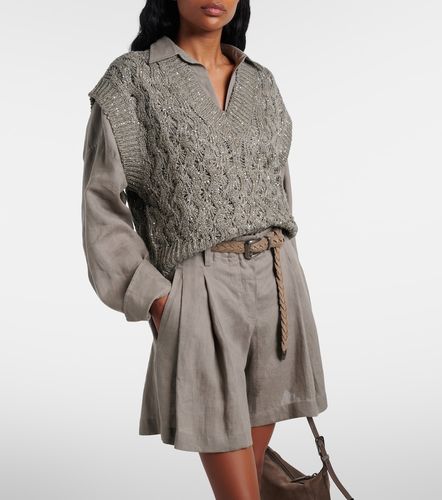 Pull sans manches en soie et lin mélangés - Brunello Cucinelli - Modalova