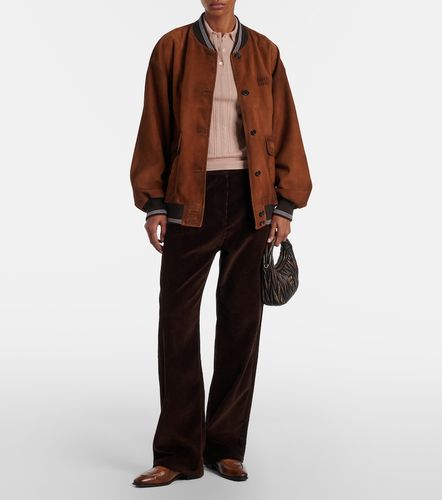 Veste blouson à logo en daim - Miu Miu - Modalova