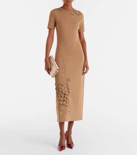 Robe midi en laine mélangée Foxgloves - Oscar de la Renta - Modalova
