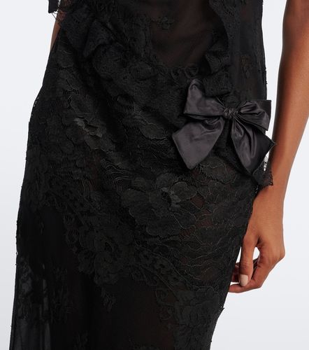 Robe midi en coton mélangé à dentelle - Alessandra Rich - Modalova