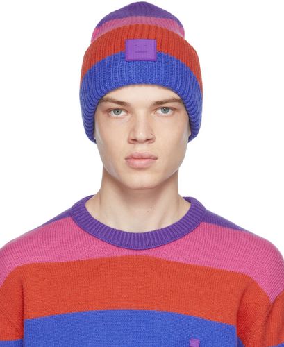 Bonnet multicolore en laine à rayures et à logo - Acne Studios - Modalova