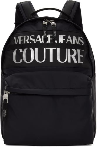Sac à dos noir et argenté à logo - Versace Jeans Couture - Modalova
