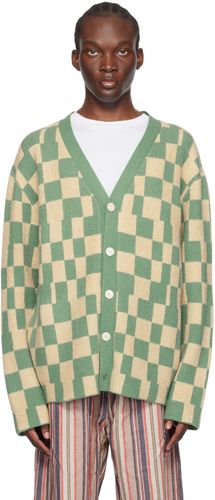 Cardigan vert et beige à carreaux - The Elder Statesman - Modalova