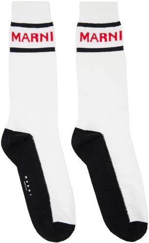 Chaussettes blanc et noir à logos - Marni - Modalova