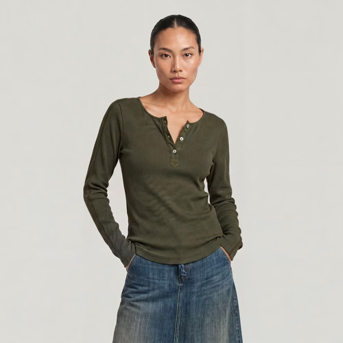 T-shirt Slim Henley Long Sleeve - s - G-Star RAW - Modalova