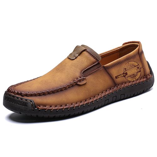 Men Hand Stitching Leather Non-slip Large Size Slip On Casual Driving Shoes - Menico - Modalova