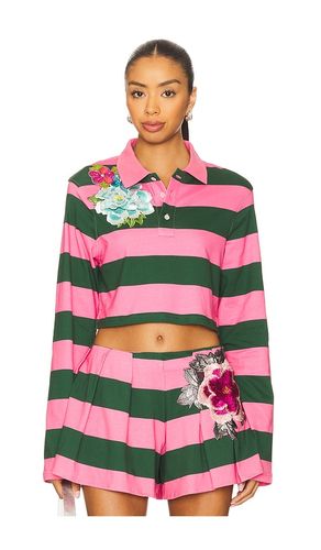 Embroidered Flower Cropped Polo Top en ,. Taille S. Also en XS, L - AREA - Modalova