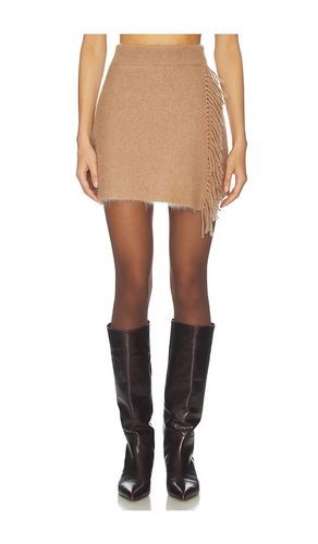 MINI-JUPE À FRANGES EN CACHEMIRE BROSSÉ en . Taille M. Also en L - White & Warren - Modalova