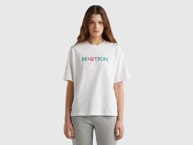 Benetton, T-shirt Con Stampa Logo, taglia XXS, Bianco, Donna - United Colors of Benetton - Modalova