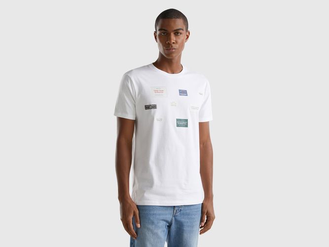 Benetton, T-shirt Regular Fit Con Stampa, taglia XXL, Bianco, Uomo - United Colors of Benetton - Modalova