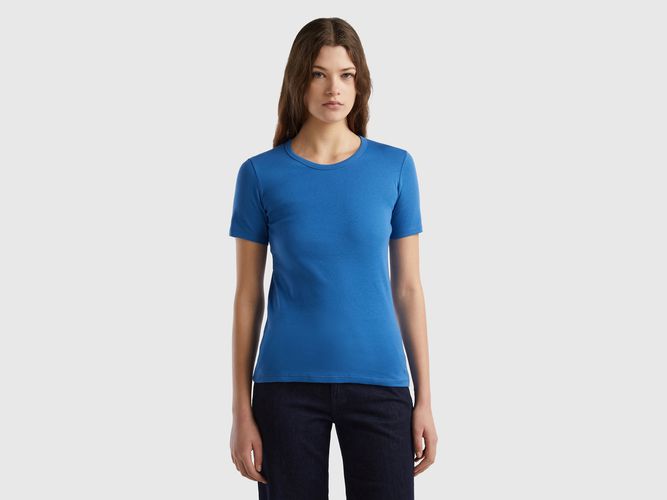 Benetton, T-shirt In Cotone A Fibra Lunga, taglia XL, Blu, Donna - United Colors of Benetton - Modalova