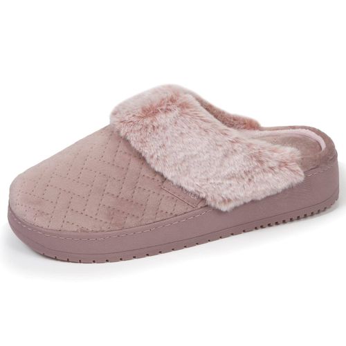 Chaussons Mules Velours Ultra Doux, Talon 3,7 Cm Blush - Isotoner - Modalova