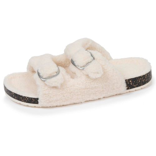 Chaussons Mules Ouvertes Amorti Talon, Confort À La Marche Ivoire - Isotoner - Modalova