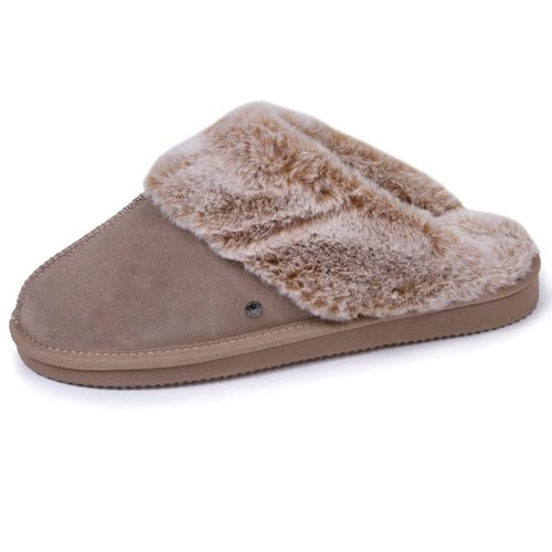 Chaussons Mules Cuir Fourré Chaud - Isotoner - Modalova