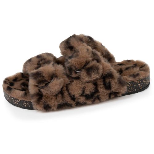 Chaussons Mules Ouvertes Amorti Talon, Confort À La Marche Léopard - Isotoner - Modalova