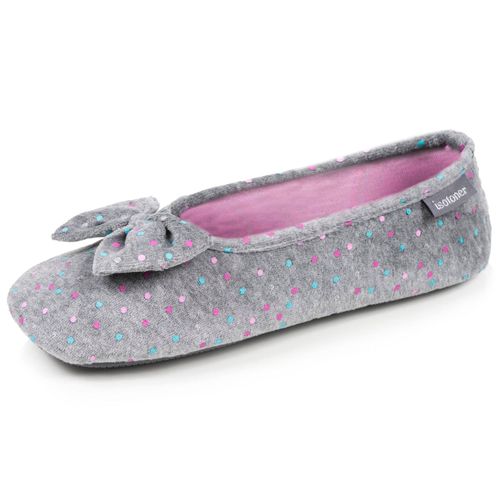 Chaussons Ballerines Microvelours Semelle Ultra Souple Mousse À Mémoire Forme Pois - Isotoner - Modalova
