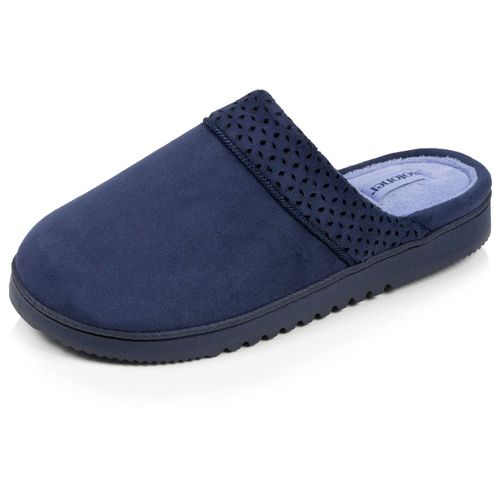 Chaussons Mules Ultra Confortables, En Suédine, Semelle Crantée Marine - Isotoner - Modalova