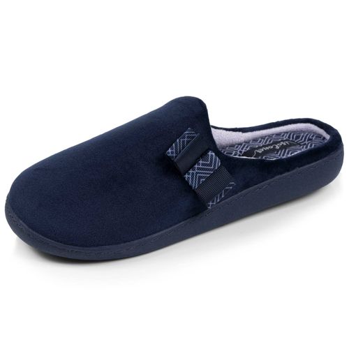Chaussons Mules Microvelours Semelle Ergonomique Soutien Voûte Plantaire Marine - Isotoner - Modalova